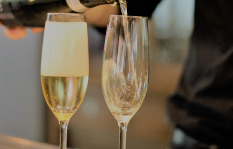 A glass of Cava in warm natural light